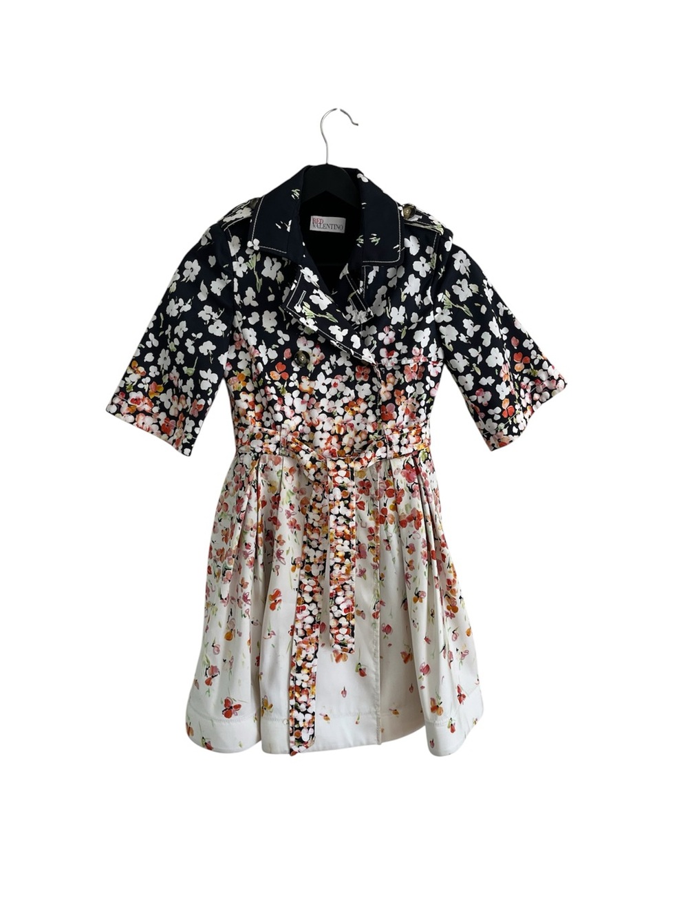 RED Valentino Black and White Floral Mini Dress